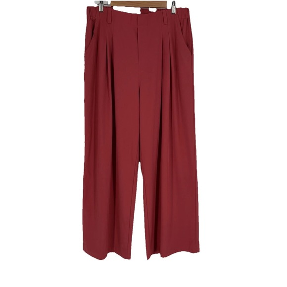 Halara Womens Wide Leg Pants XL Rose Pink Stretch Pleated Front Athleisure - Picture 1 of 9